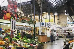 Interior of San Telmo Market with its iron arches